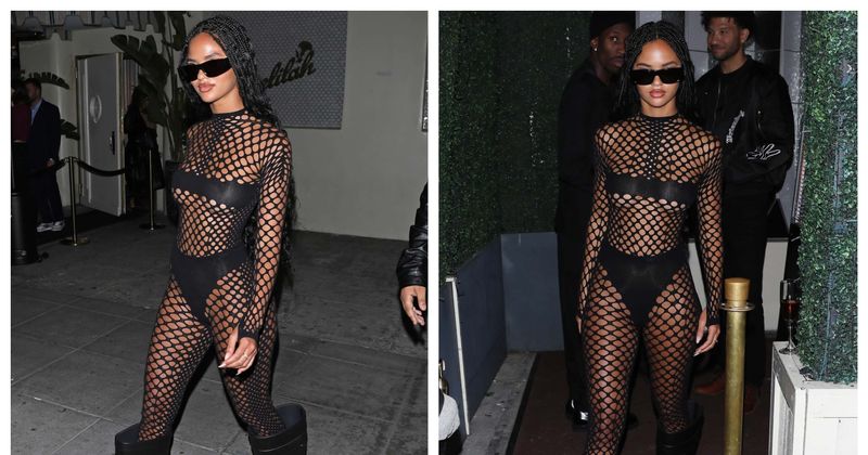 'What a mesh!' Kanye West's GF Juliana Nalu leaves little to imagination in a racy sheer black dress