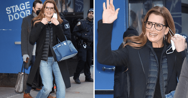 Brooke Shields, 57, looks radiant in flared pants and coat as she leaves 'GMA' studio