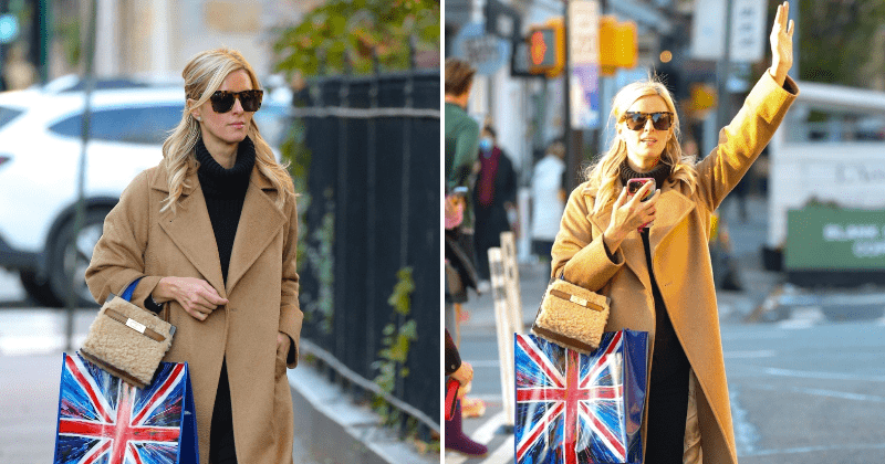 Nicky Hilton looks effortlessly chic in skinny jeans and camel coat while out shopping in New York