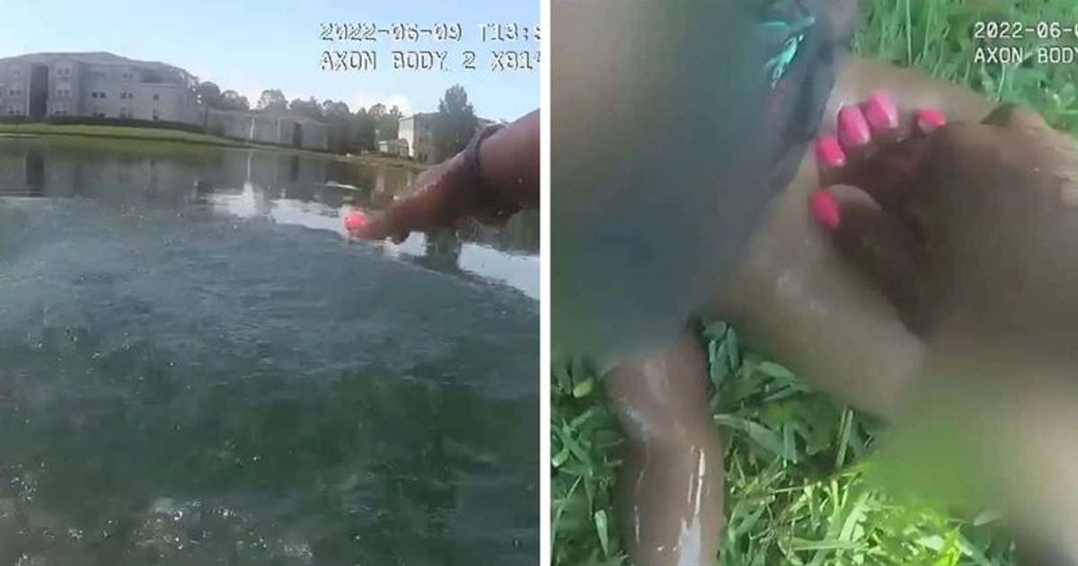 Me'Atia Sanderson: Heroic Florida cop who cannot swim jumps in retention pond to save drowning baby
