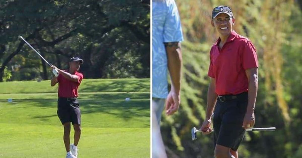 Barack Obama is all smiles on the fairway, days after Michelle Obama revealed she 'couldn't stand' him