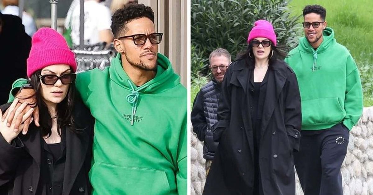 Pregnant Jessie J glows in black coat and pink beanie during flea market outing with BF Chanan Colman