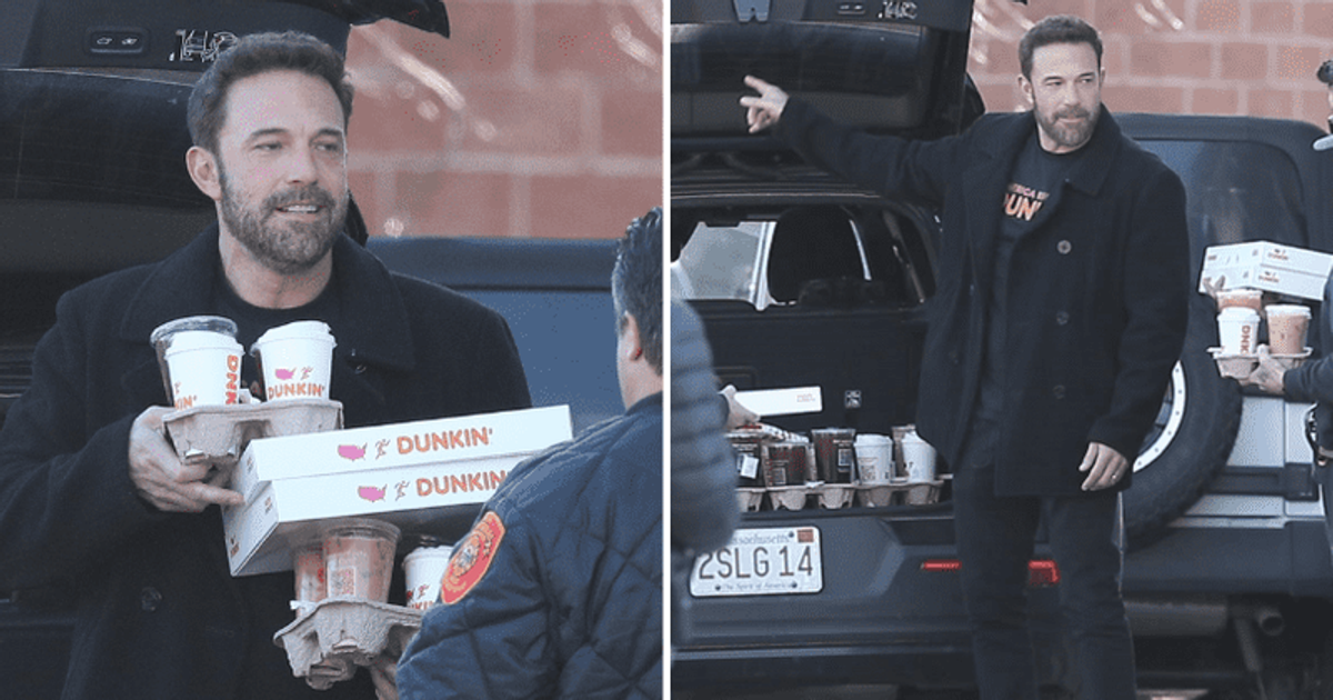 Ben Affleck serves orders at Medford Dunkin' drive-thru before delivering donuts at neighboring fire station