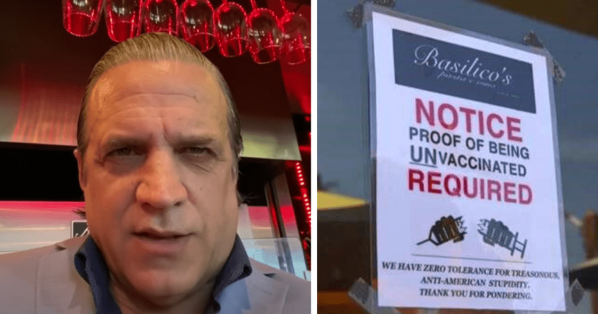 Who owns Basilico's Pasta E Vino? Restaurant asks diners to prove they HAVE NOT been vaccinated