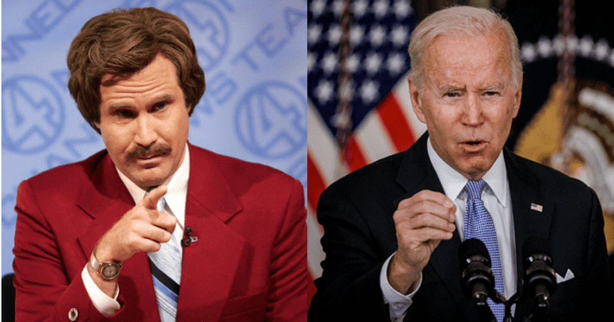 'End of quote' Joe Biden's Ron Burgundy moment goes viral as he reads