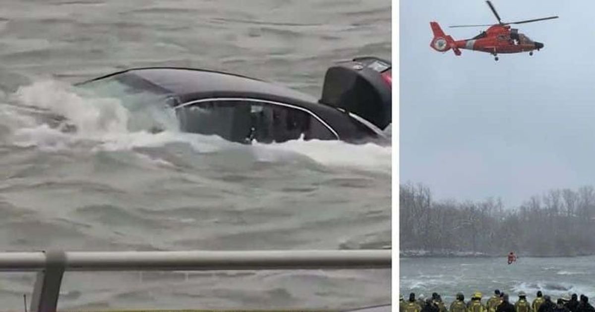 Viral video shows woman, 66, being pulled from car stuck at the edge of