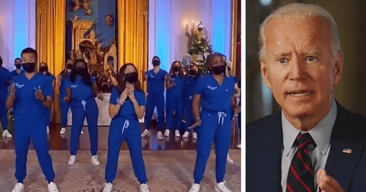 Who are the singing nurses? Joe Biden slammed over 'North Korean' White