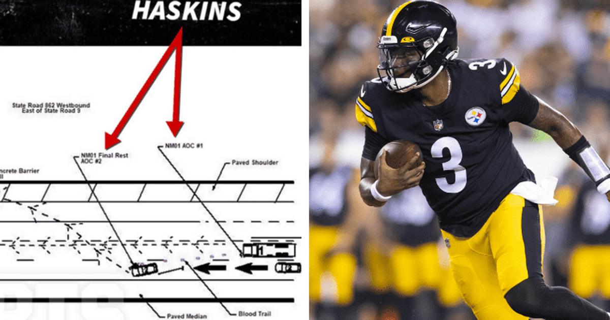 Dwayne Haskins death Crash diagram shows Steelers QB was struck by TWO