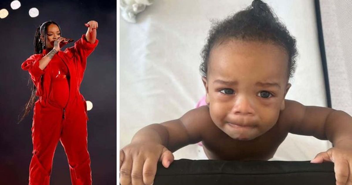 Rihanna shares photo of her baby son crying ‘when he found out his