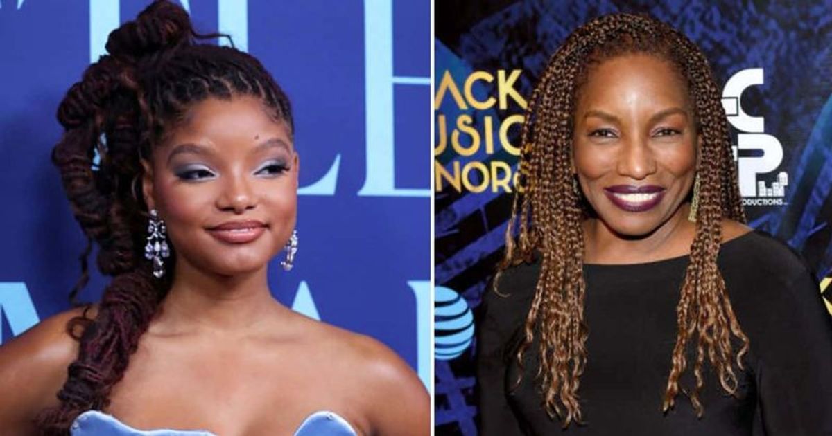 Stephanie Mills stands with 'The Little Mermaid' star Halle Bailey amid