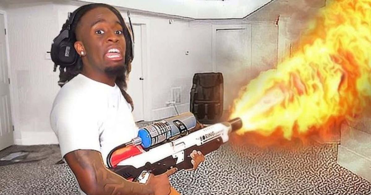 'Super villain' Kai Cenat almost burns down AMP house using flamethrower, frightens fans 'God d