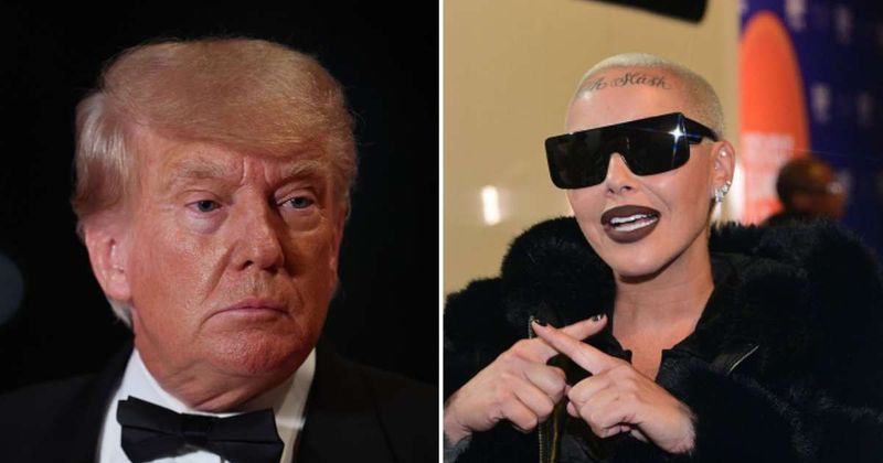 Amber Rose Poses with Donald and Melania Trump in New Photo, Internet Predicts, 'It'll Age Poorly'
